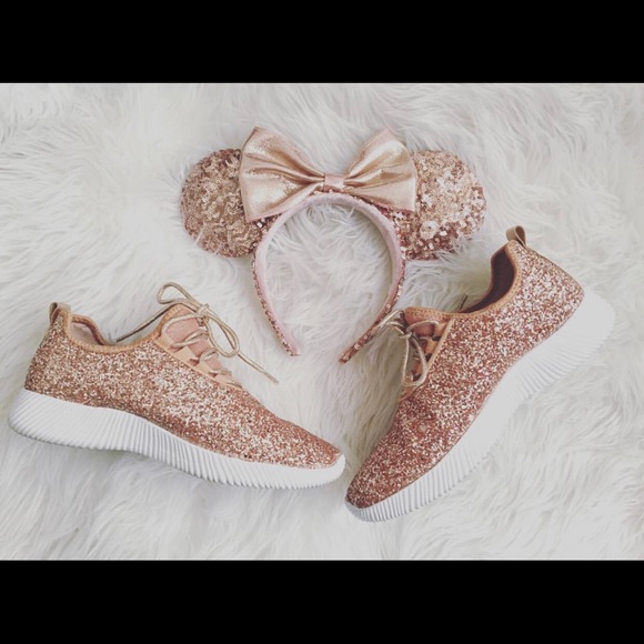 Ladies lace up light weight glittery sneakers - Picture 4 of 5